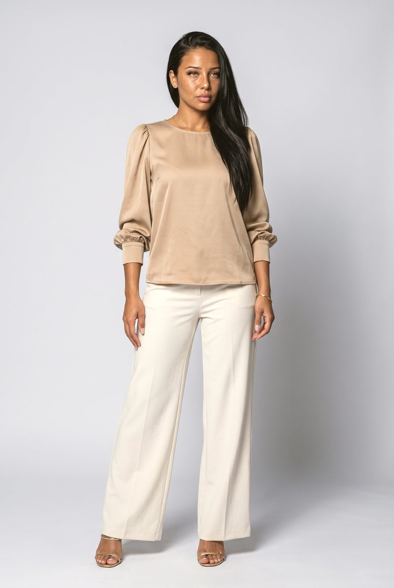 Satin Puff Sleeve Blouse
