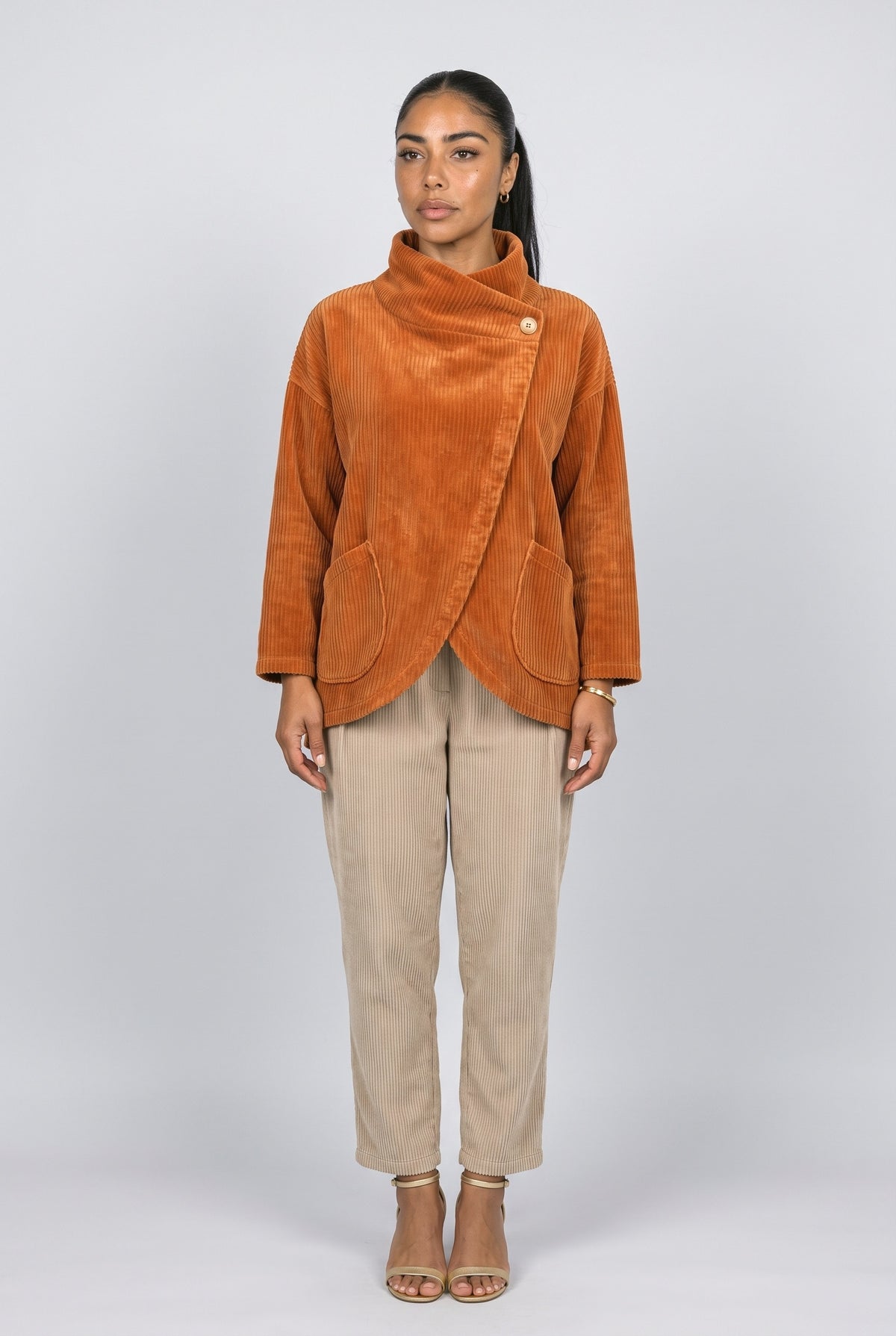 Orange Wrap Blouse, Orange