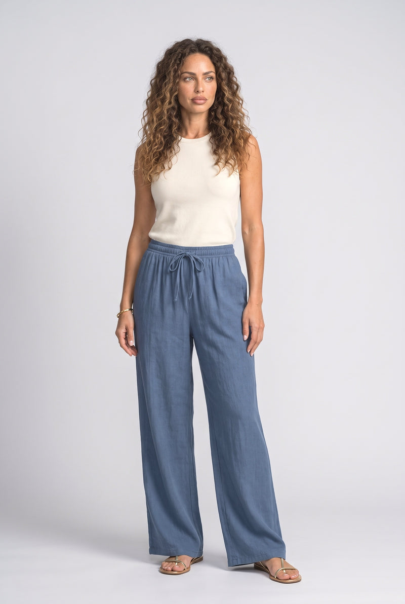 Slate Blue Sage Green Wide Leg Pants
