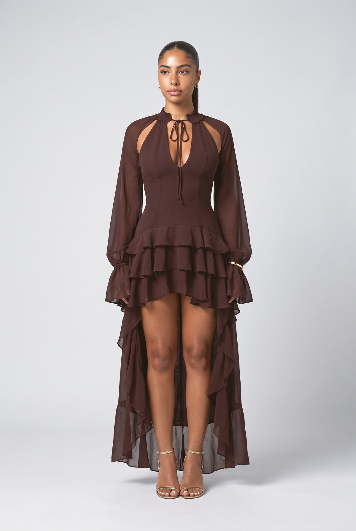Chiffon Tiered Mini Dress