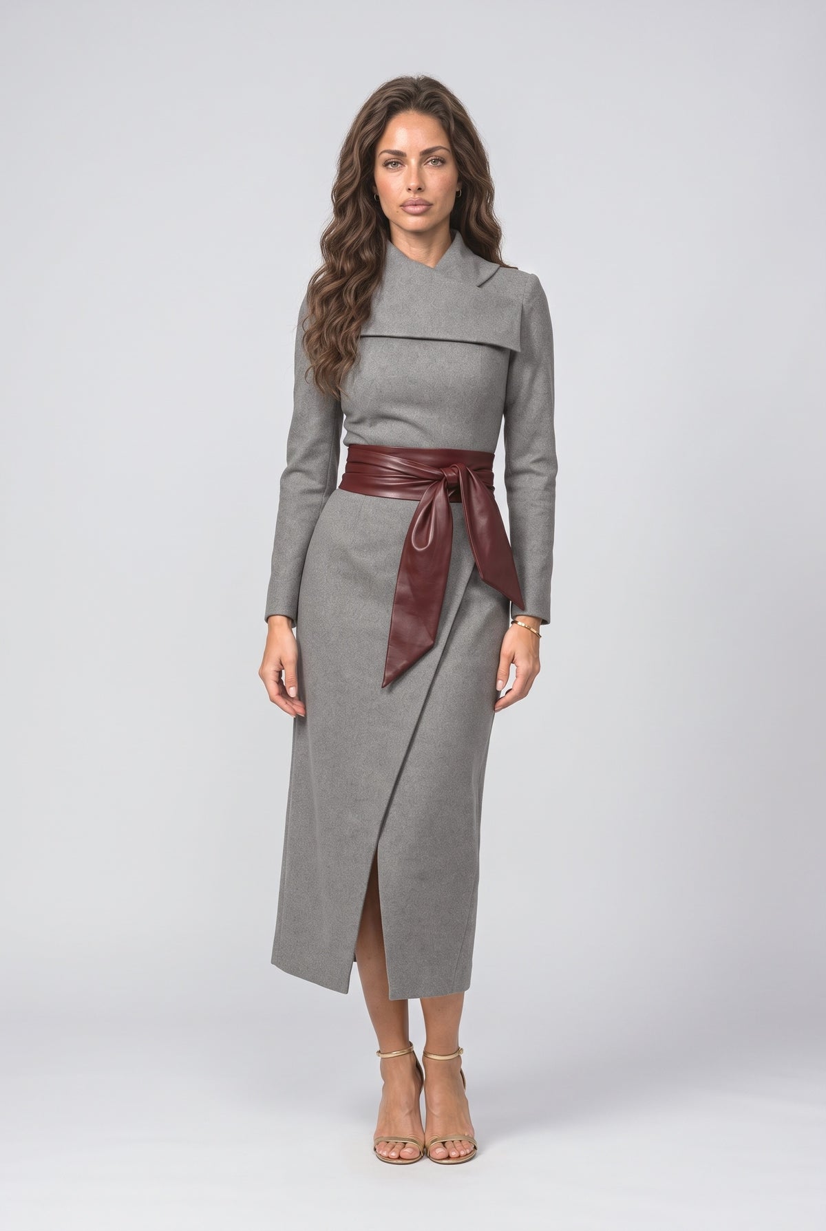 Knit Wrap Midi Dress