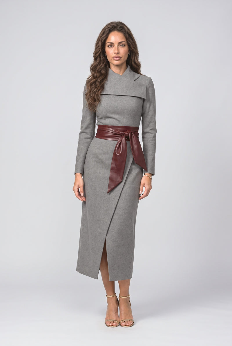 Knit Wrap Midi Dress