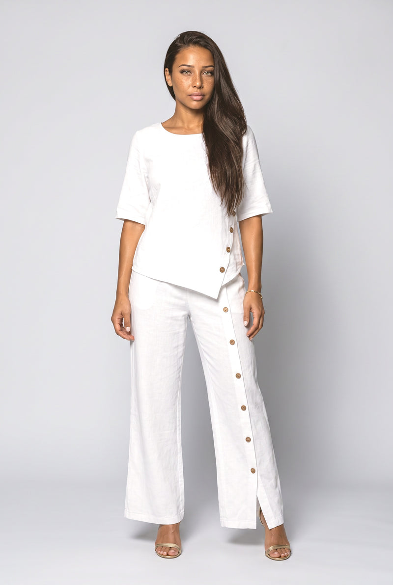 White Black Asymmetric Two Piece Outfit