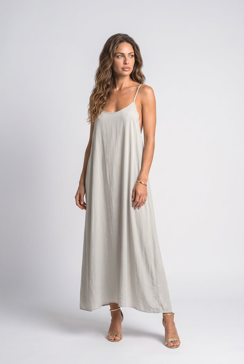 White Backless Flowy Maxi Dress