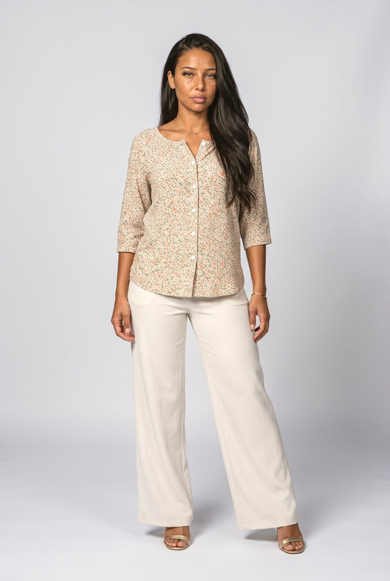 Beige Floral Blouse