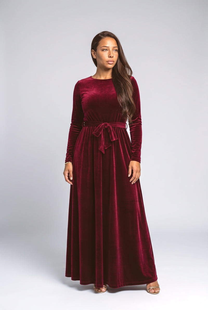 Velvet A-Line Maxi Dress