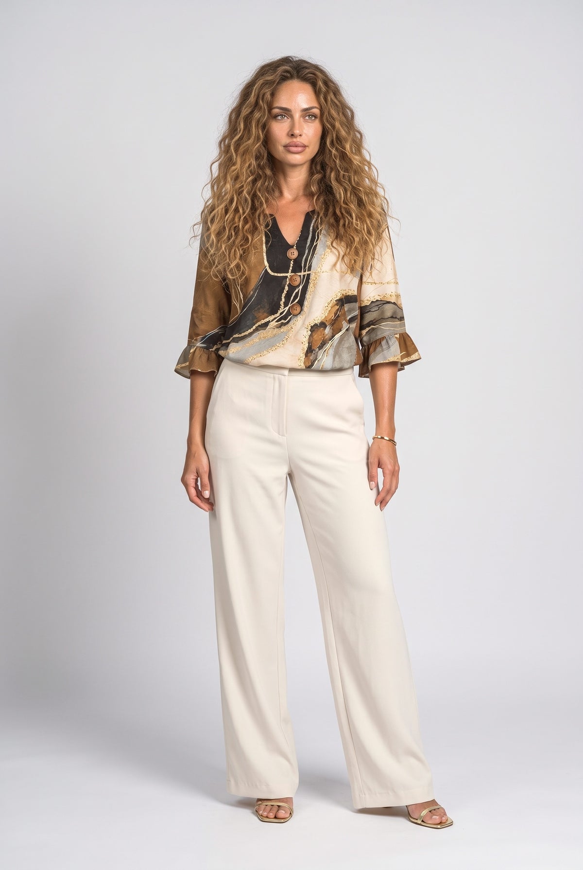 Multicolor V-Neck Blouse, Multicolor