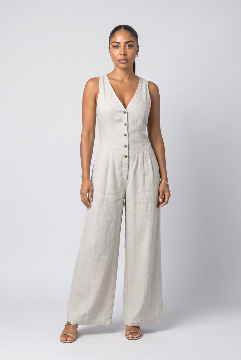 White Brown Jumpsuit