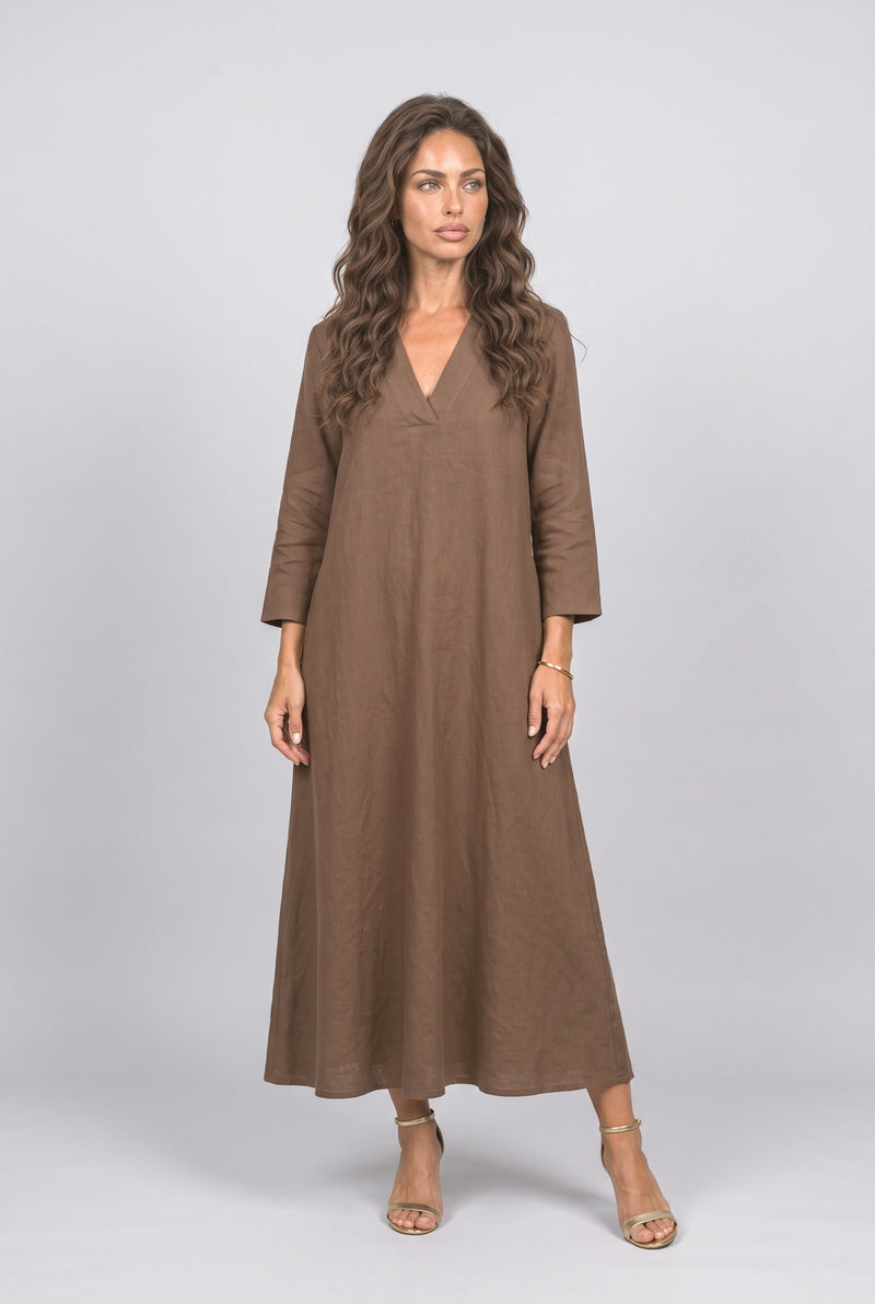 V-Neck A-Line Maxi Dress