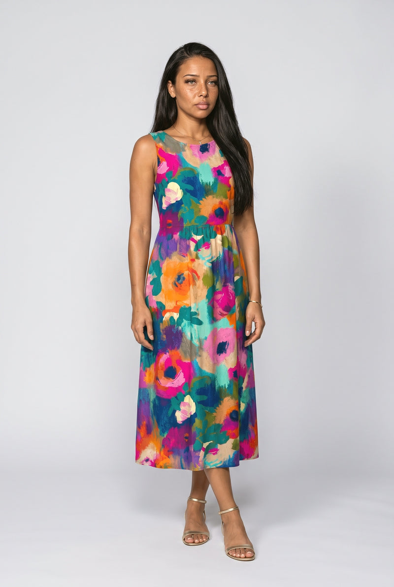 Multicolor Floral Midi Dress