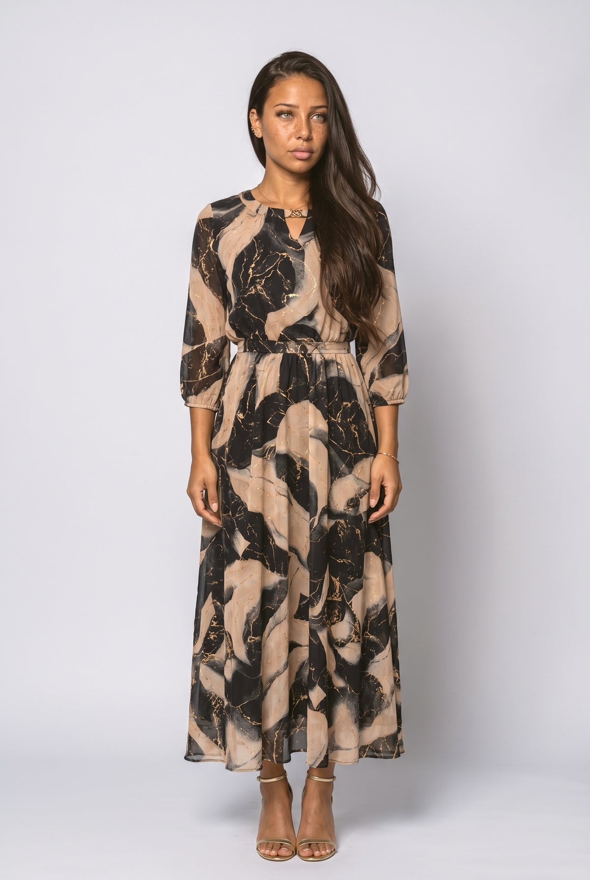 Black Chiffon Maxi Dress, Black
