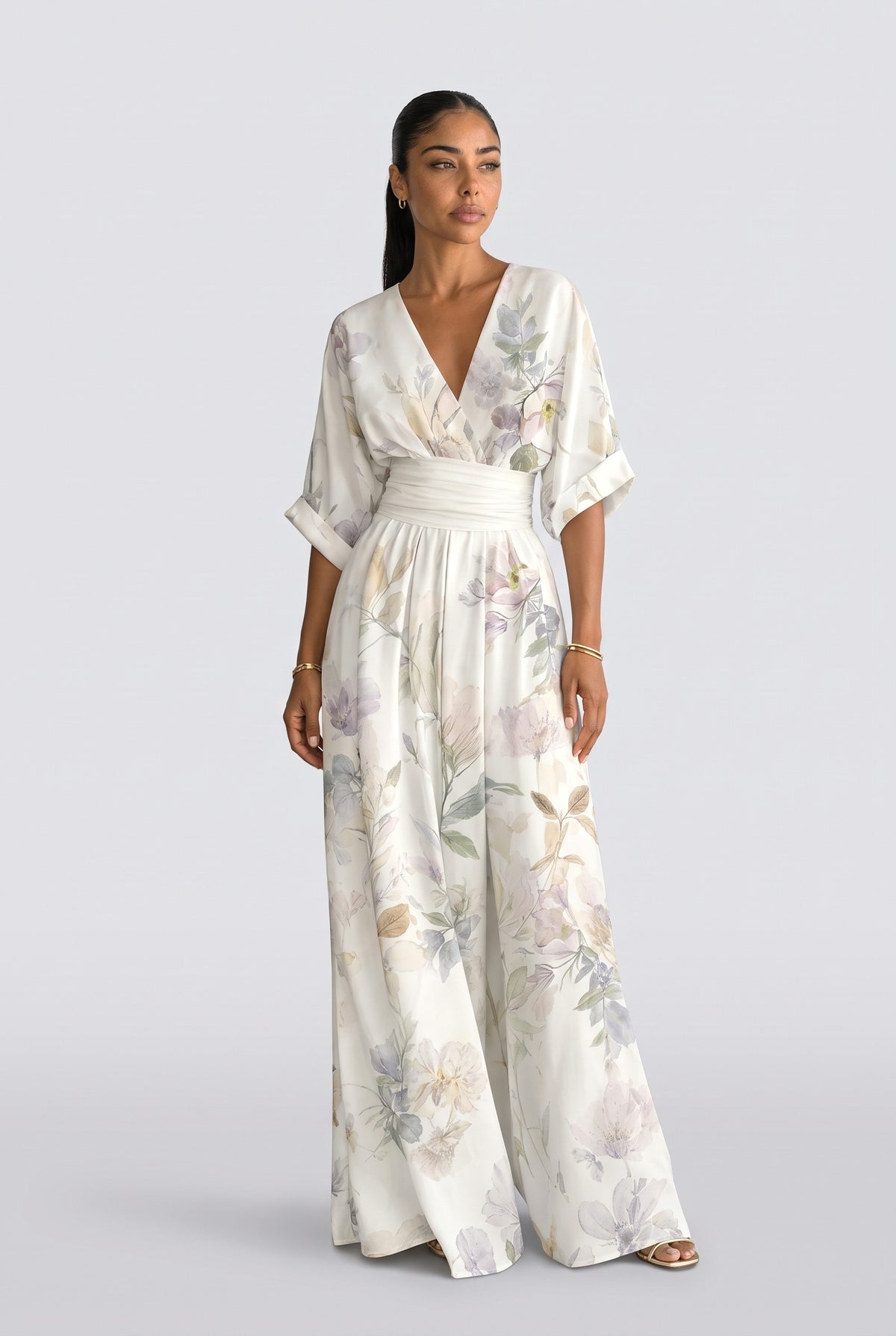V-Neck Print Jumpsuit