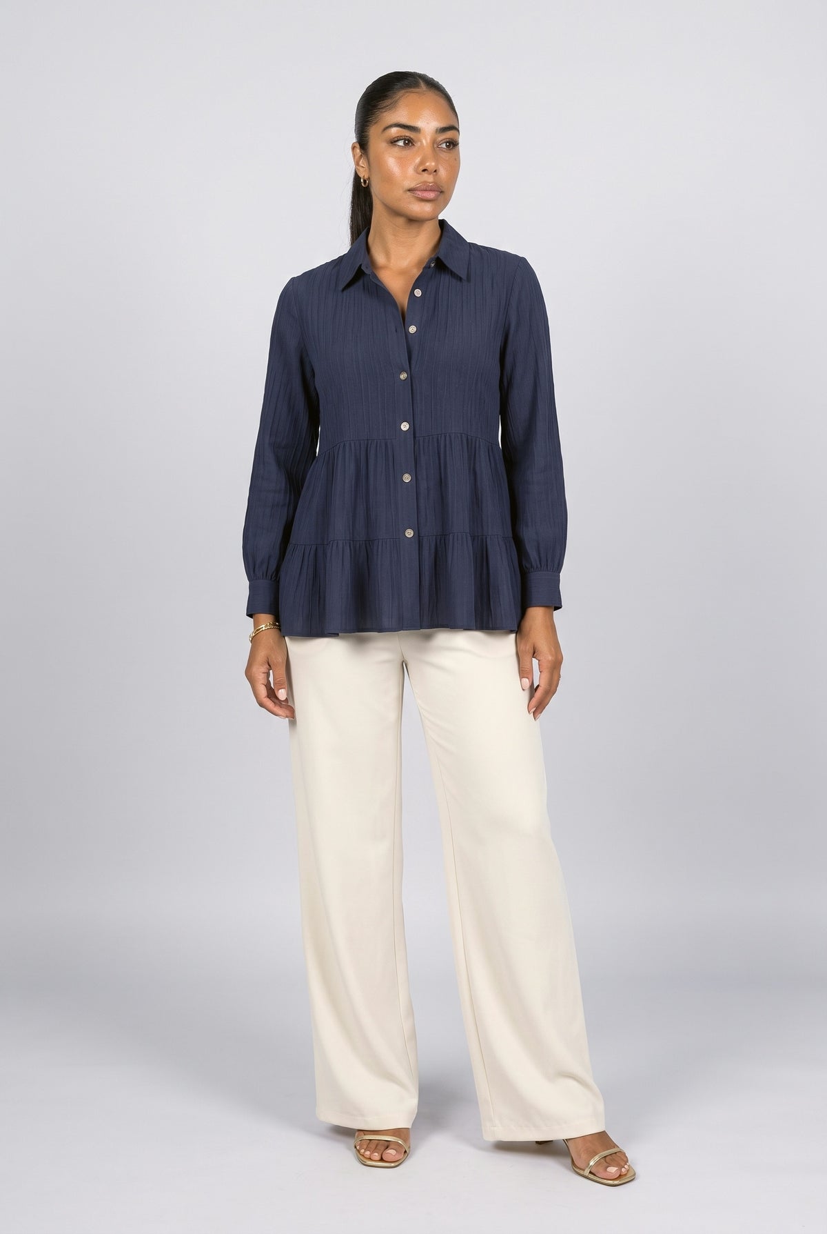 Long Sleeve Tiered Blouse