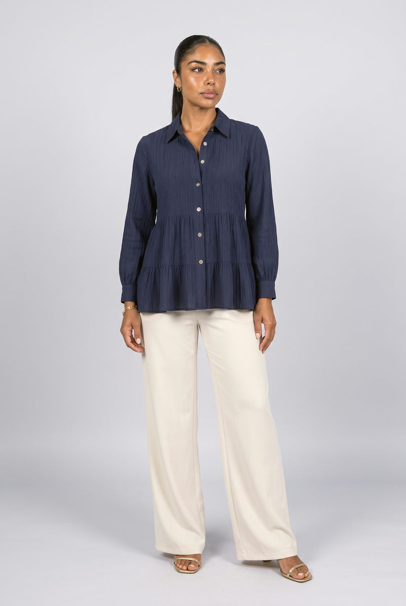 Long Sleeve Tiered Blouse