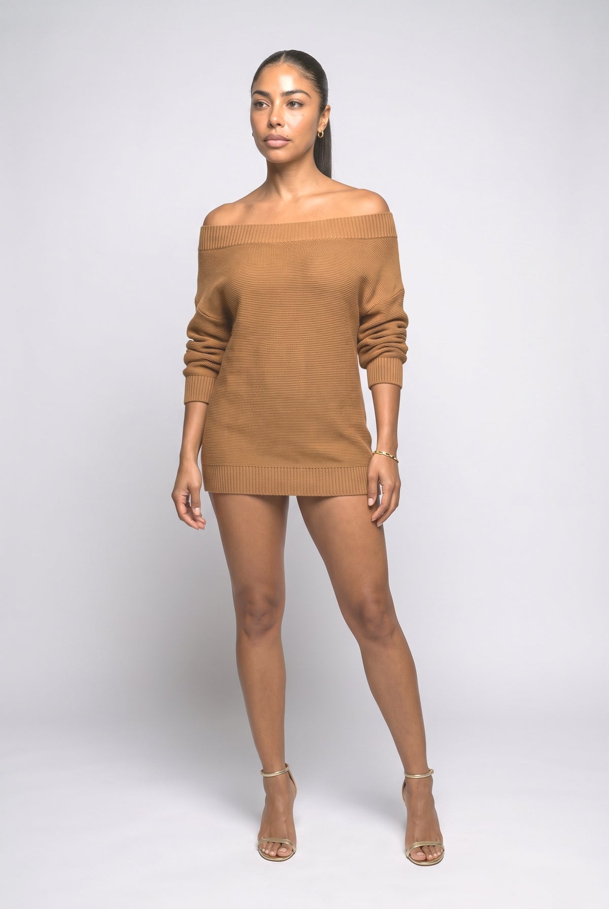 Knit Off-Shoulder Pullover Sweater
