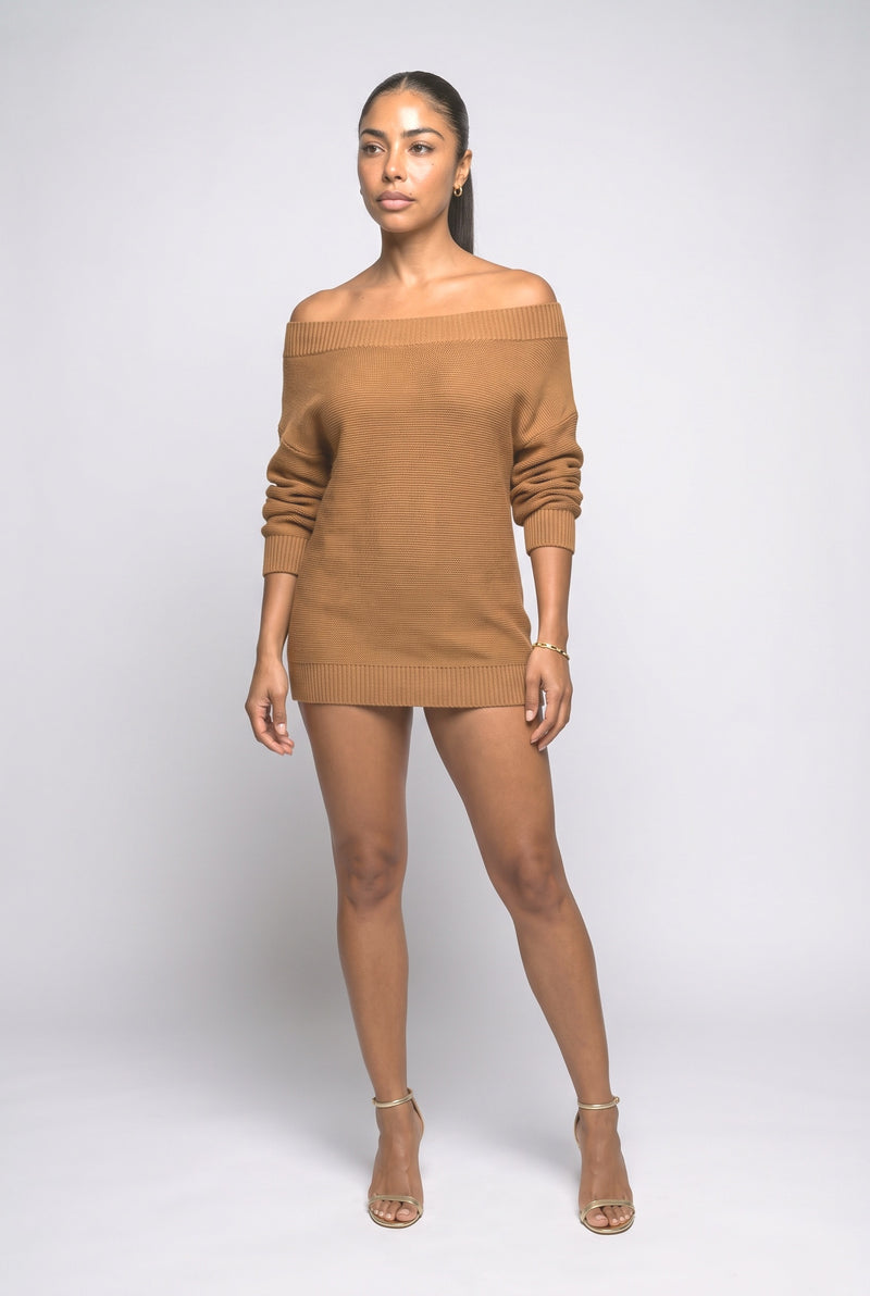 Knit Off-Shoulder Pullover Sweater