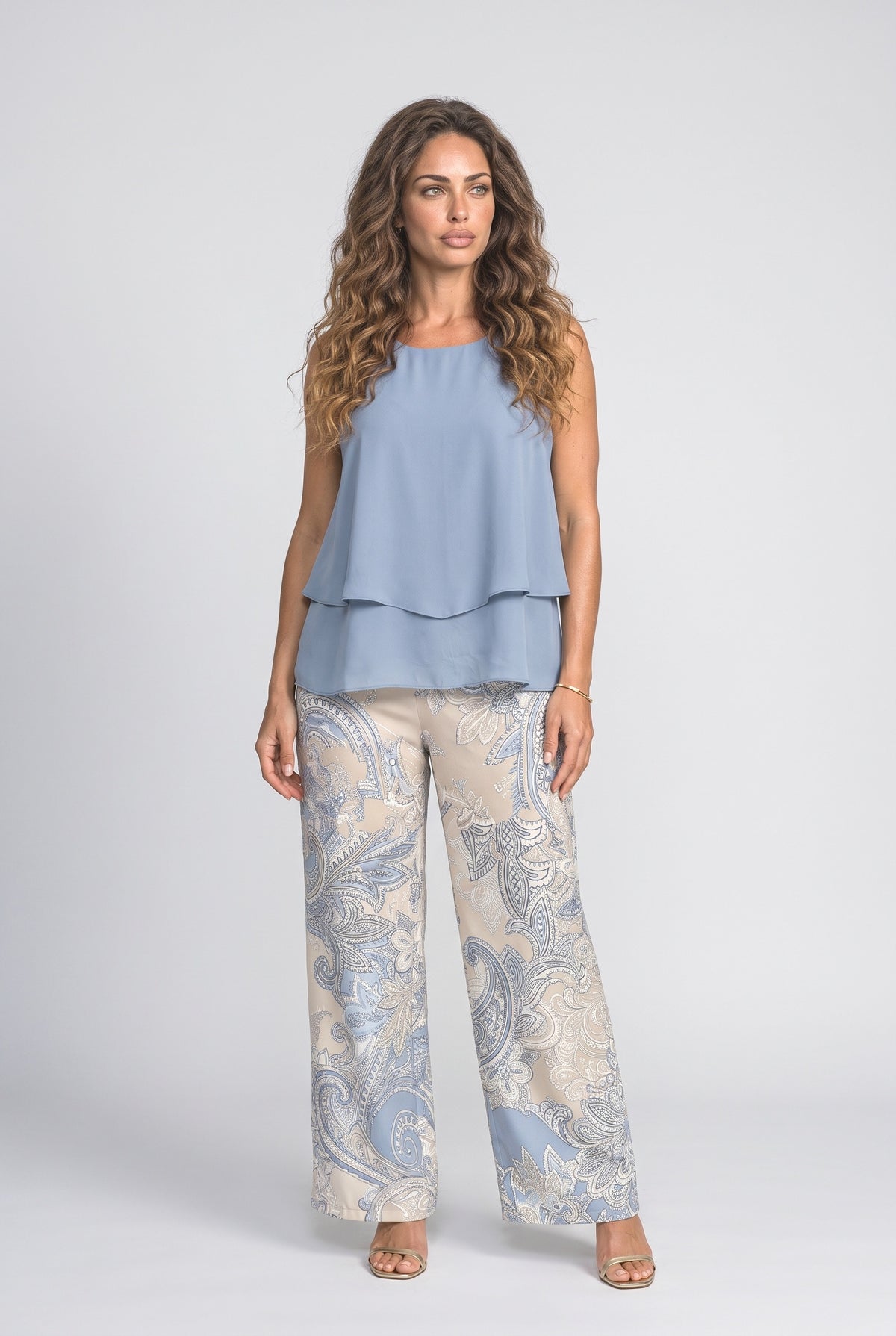 Blue Paisley Two Piece Outfit, Blue