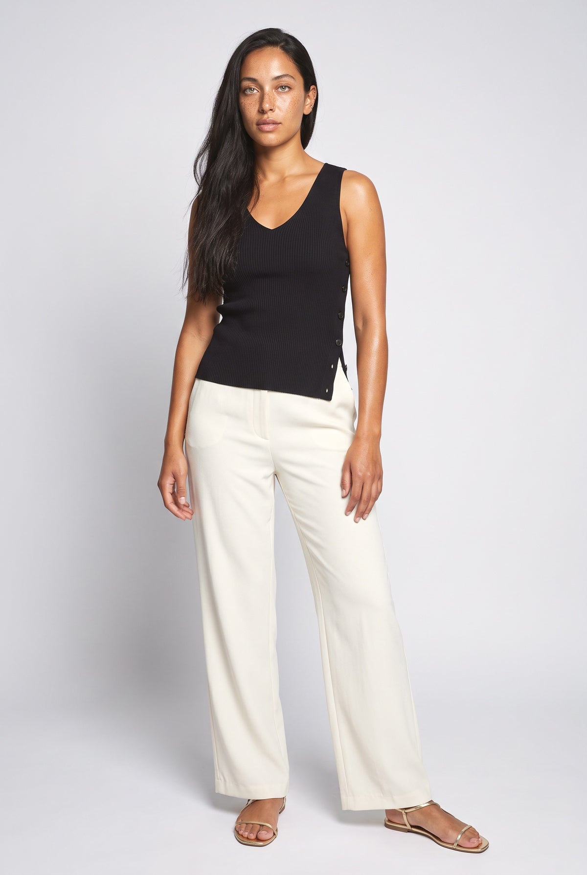 V-Neck Asymmetric Knit Top