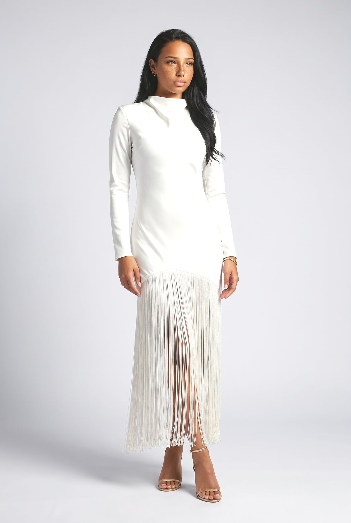 White Fringe Maxi Dress, White