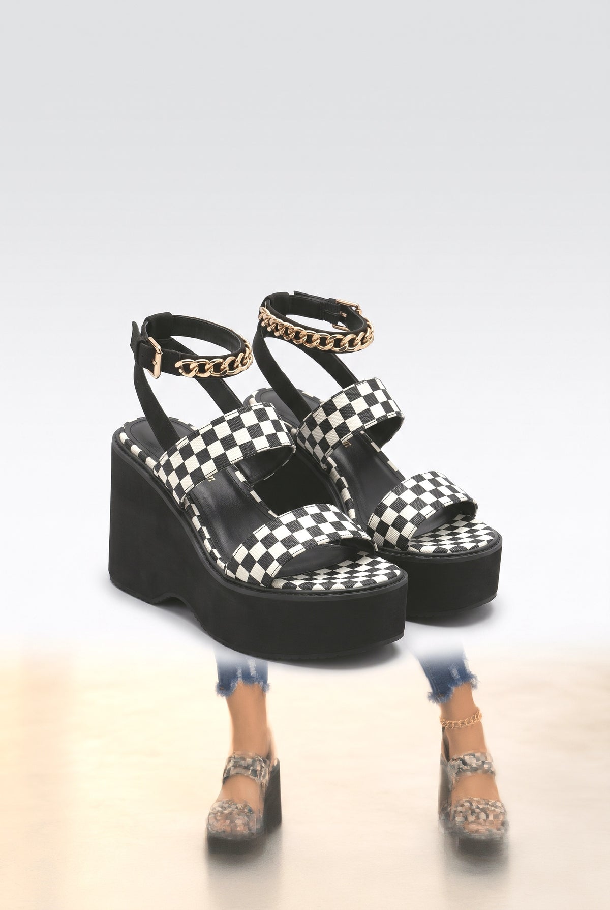 Platform Sandals, Checkered
