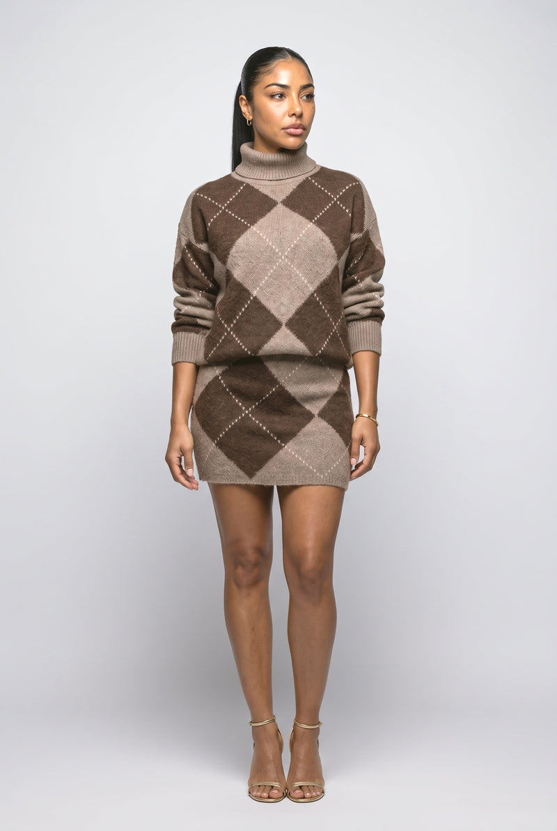 Marron Knit Two Piece Outfit