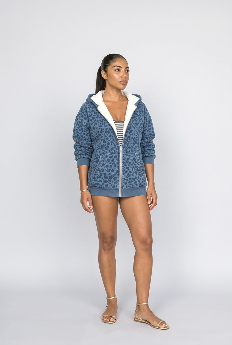 Royal Blue Leopard Hoodie