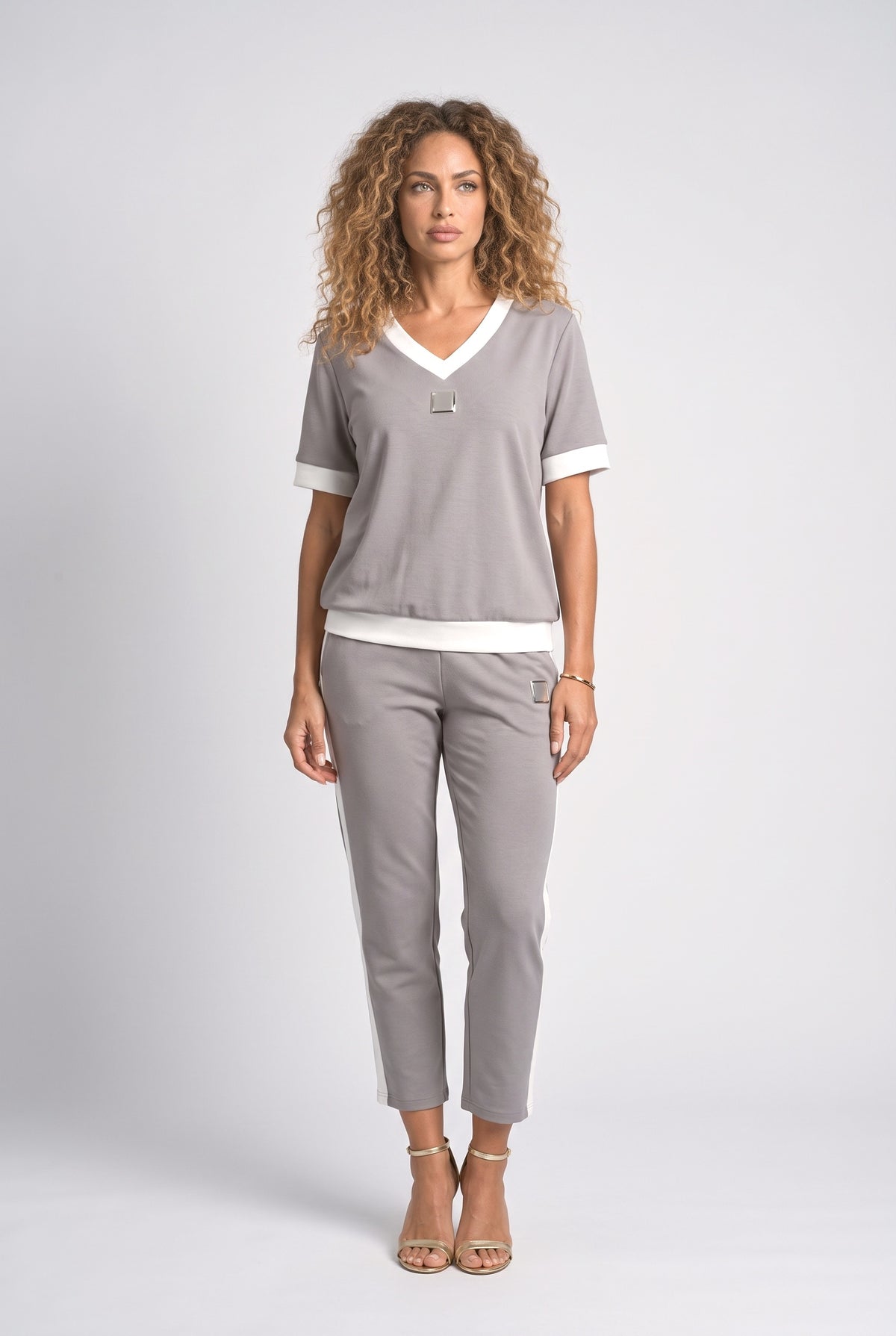 V-Neck Two Piece Outfit