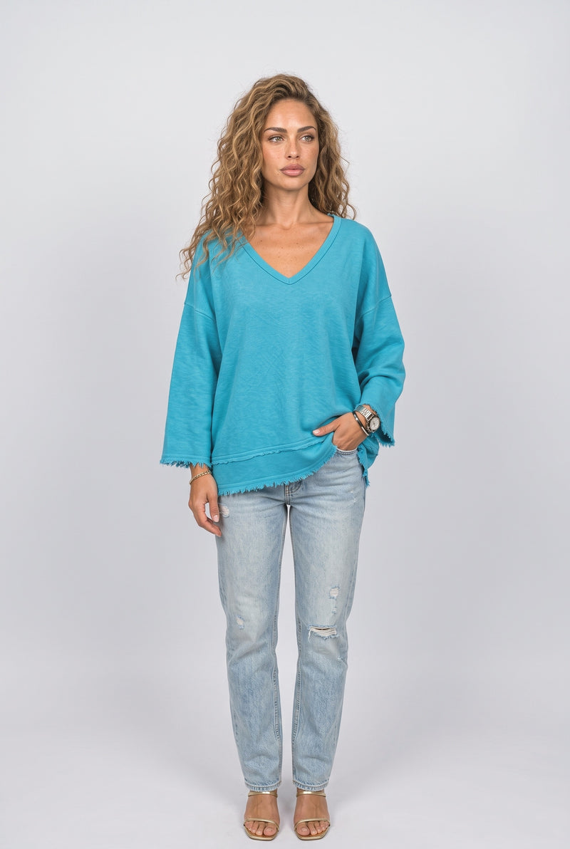 Blue V-Neck Sweatshirt