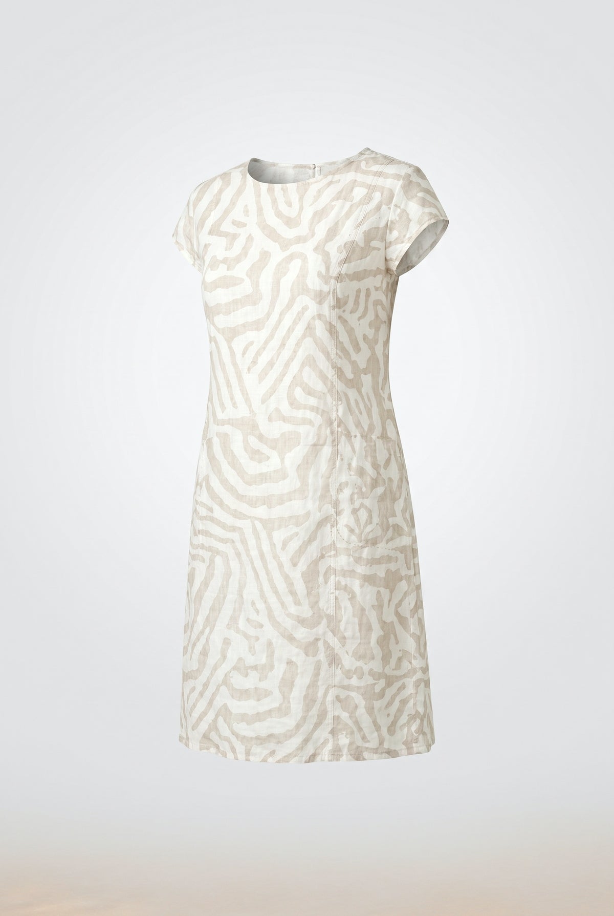 Linen Abstract Cap Sleeve Midi Dress