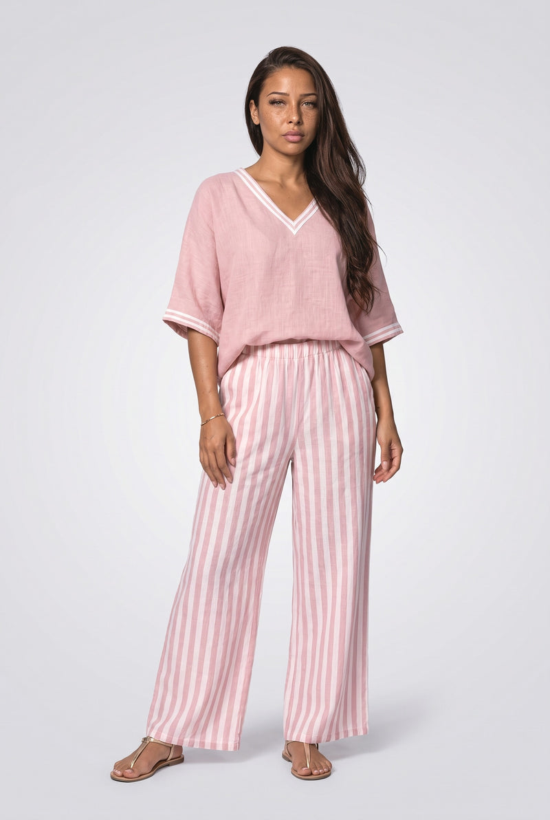Pink Linen Two Piece Outfit