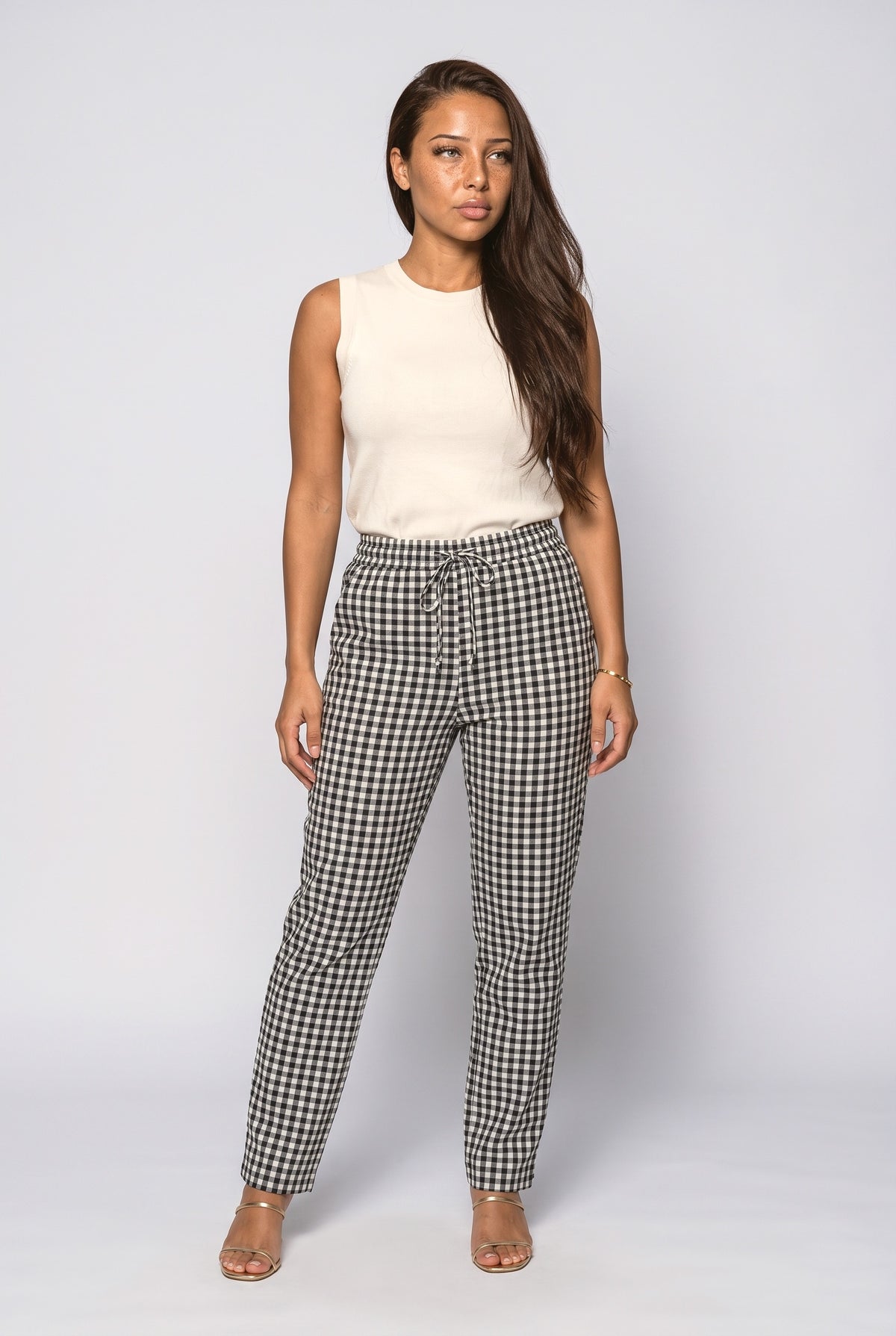 Gingham Wide Leg Pants