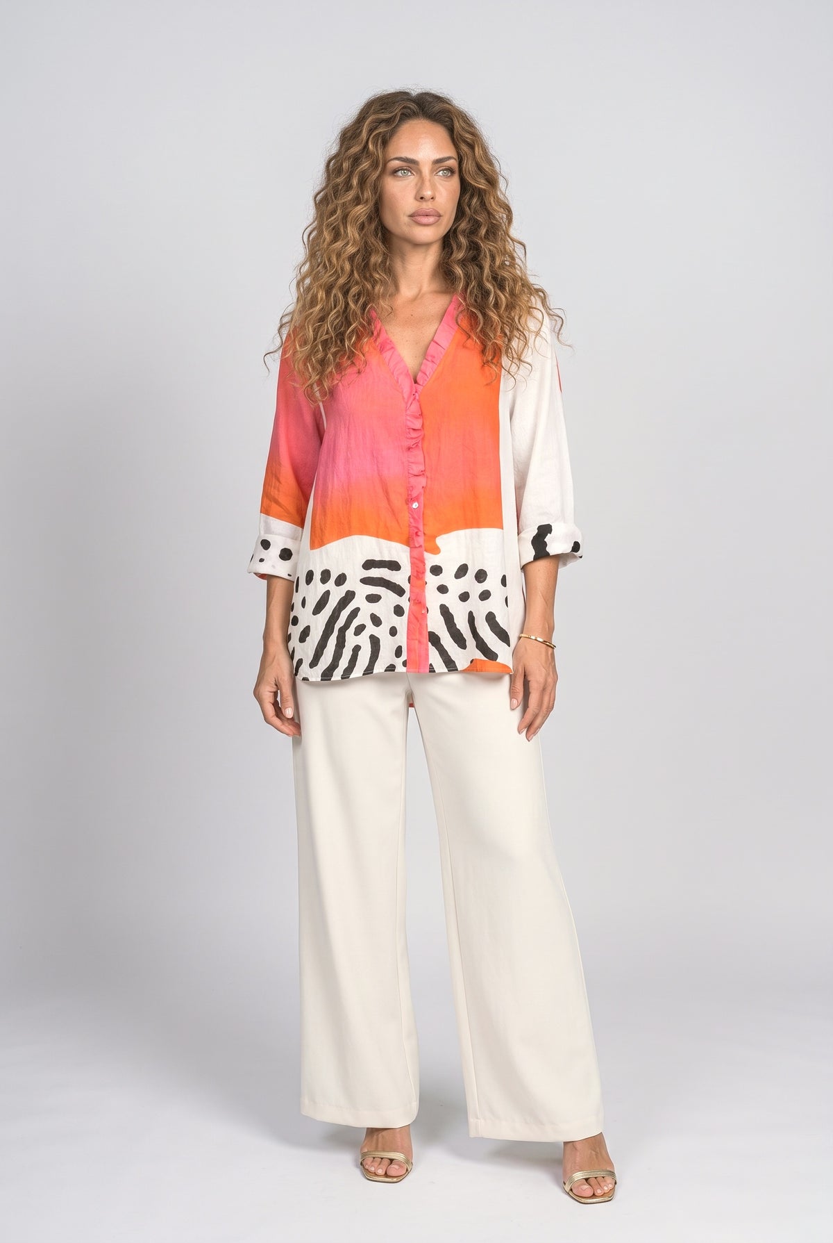V-Neck Ruffle Blouse