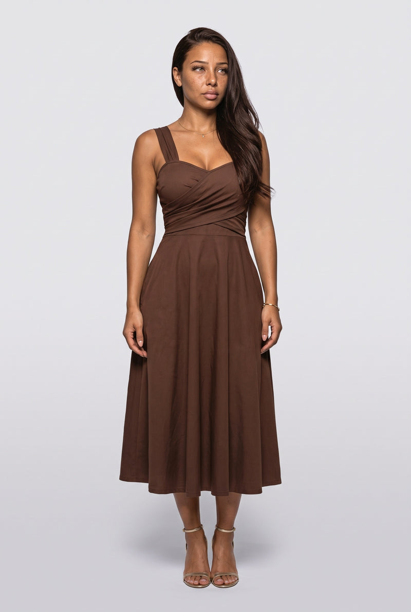 Sweetheart Ruched Midi Dress