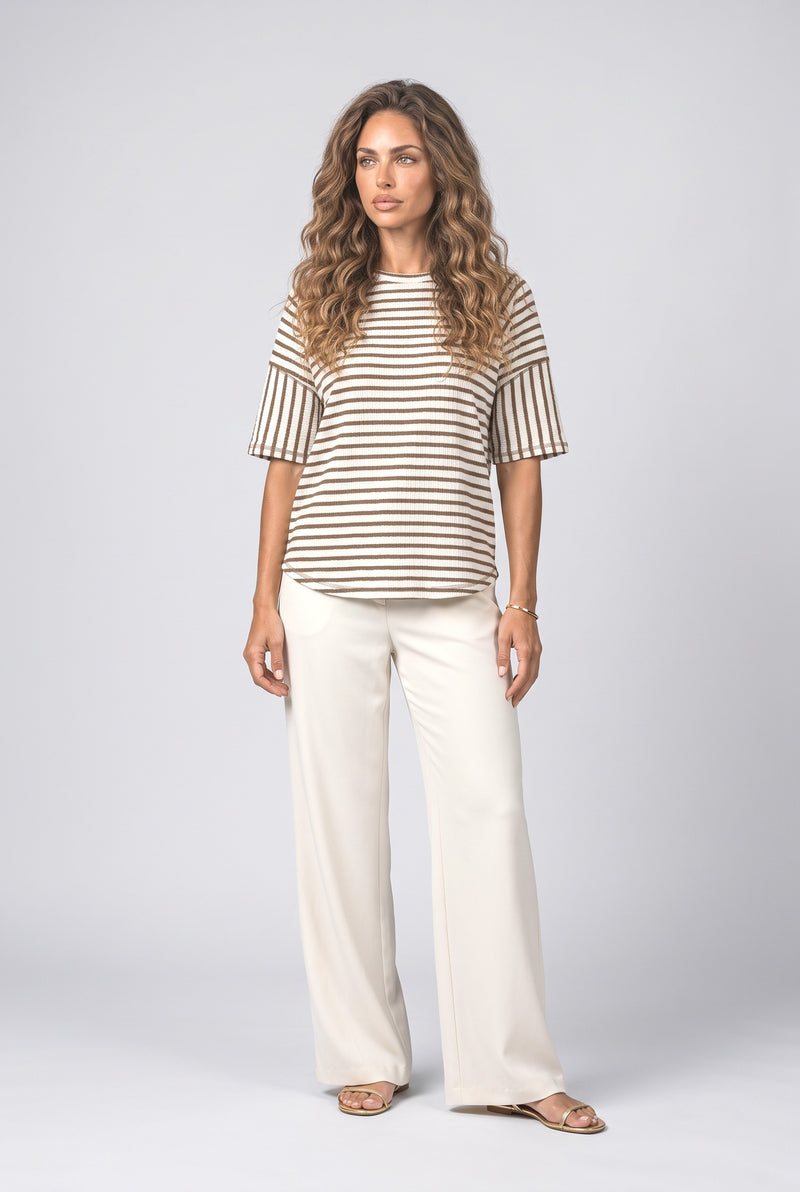 Brown Striped T Shirt