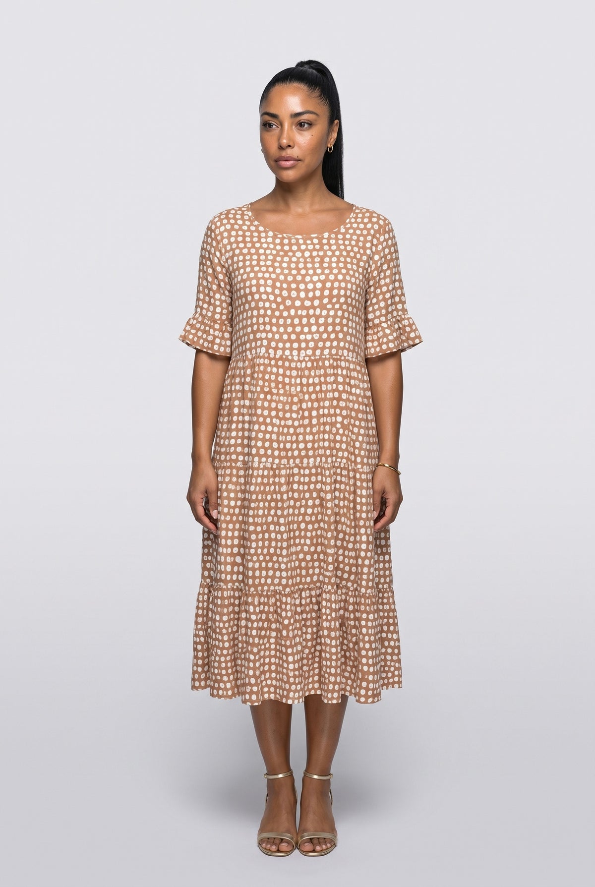 Polka Dot Tiered Midi Dress