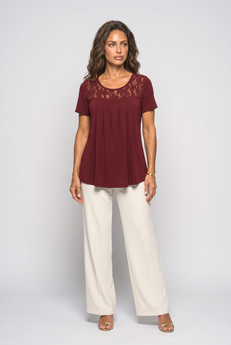 Floral Pleated T Shirt