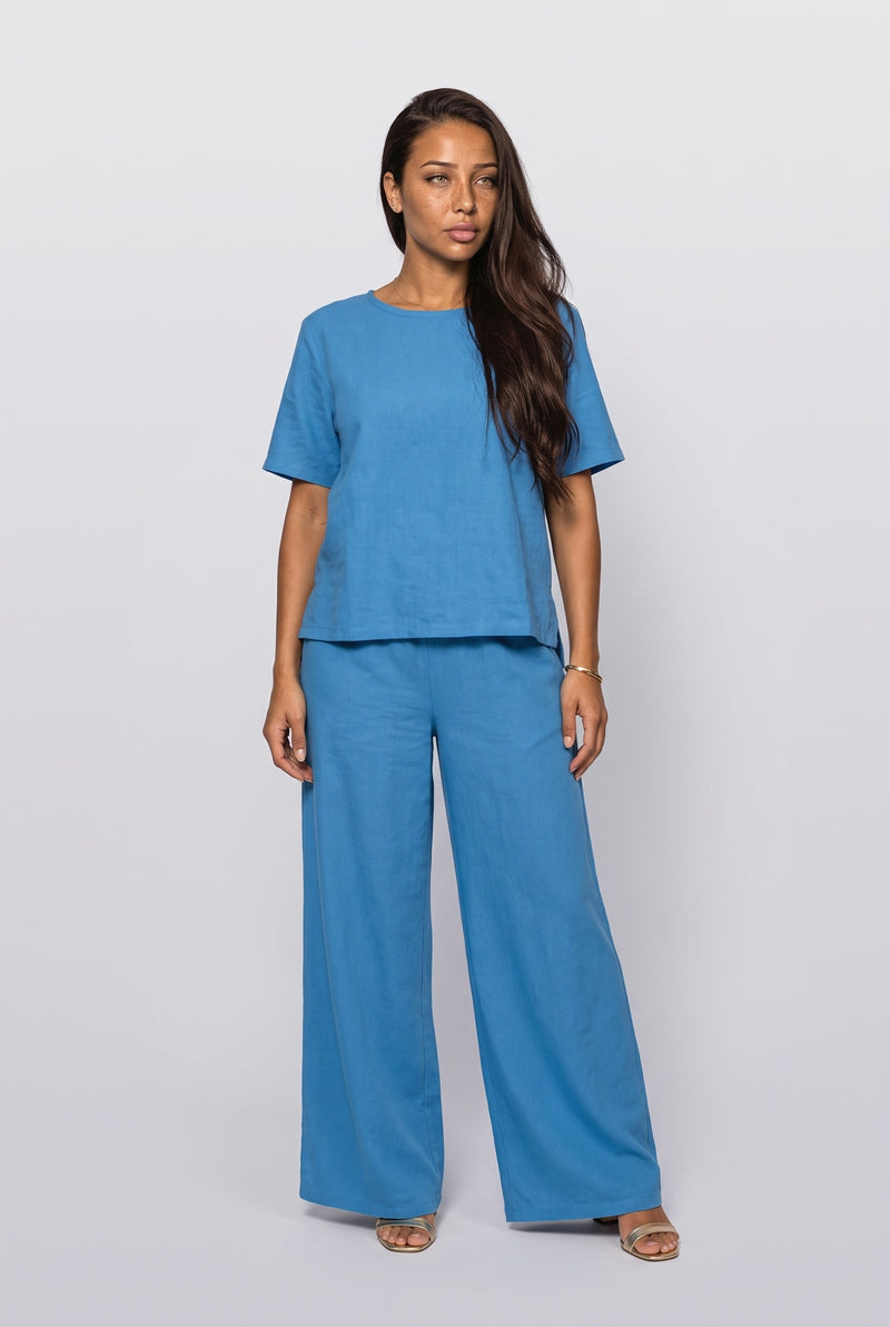 Blue Yellow Two Piece Outfit