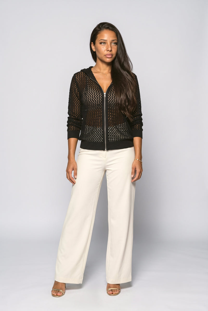 Black White Knit Cardigan