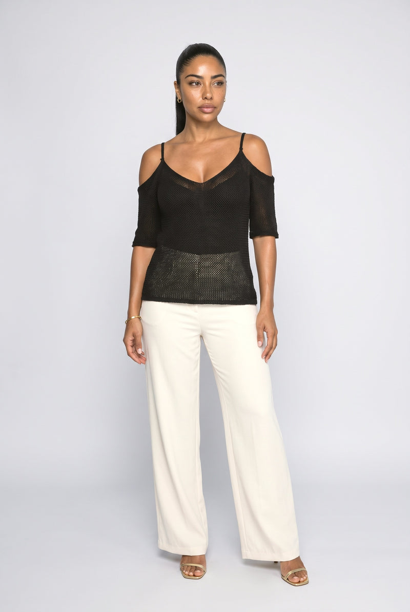 Black Camel Knit Top
