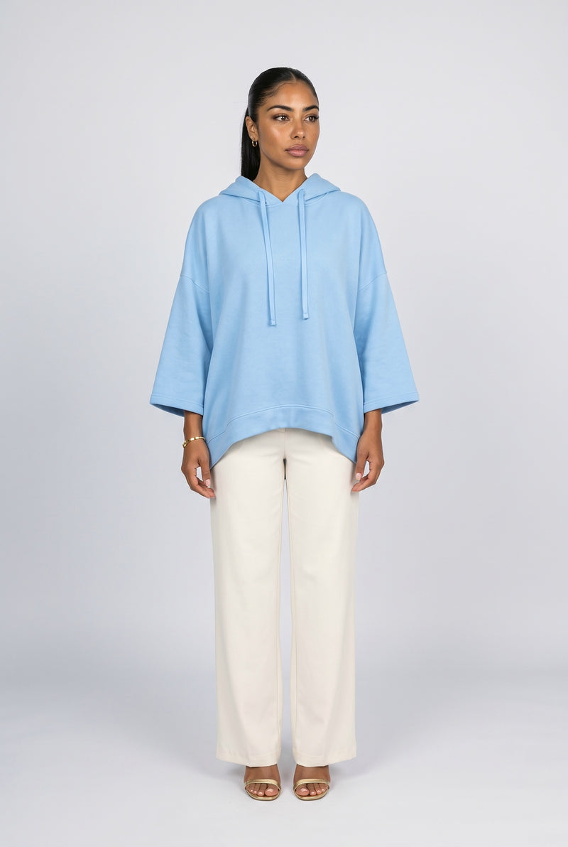 Blue Draped Hoodie