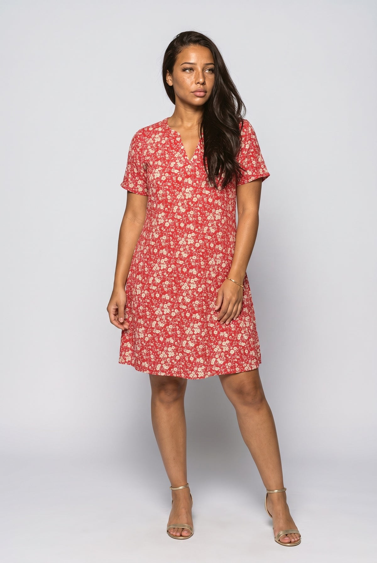 V-Neck Floral Midi Dress
