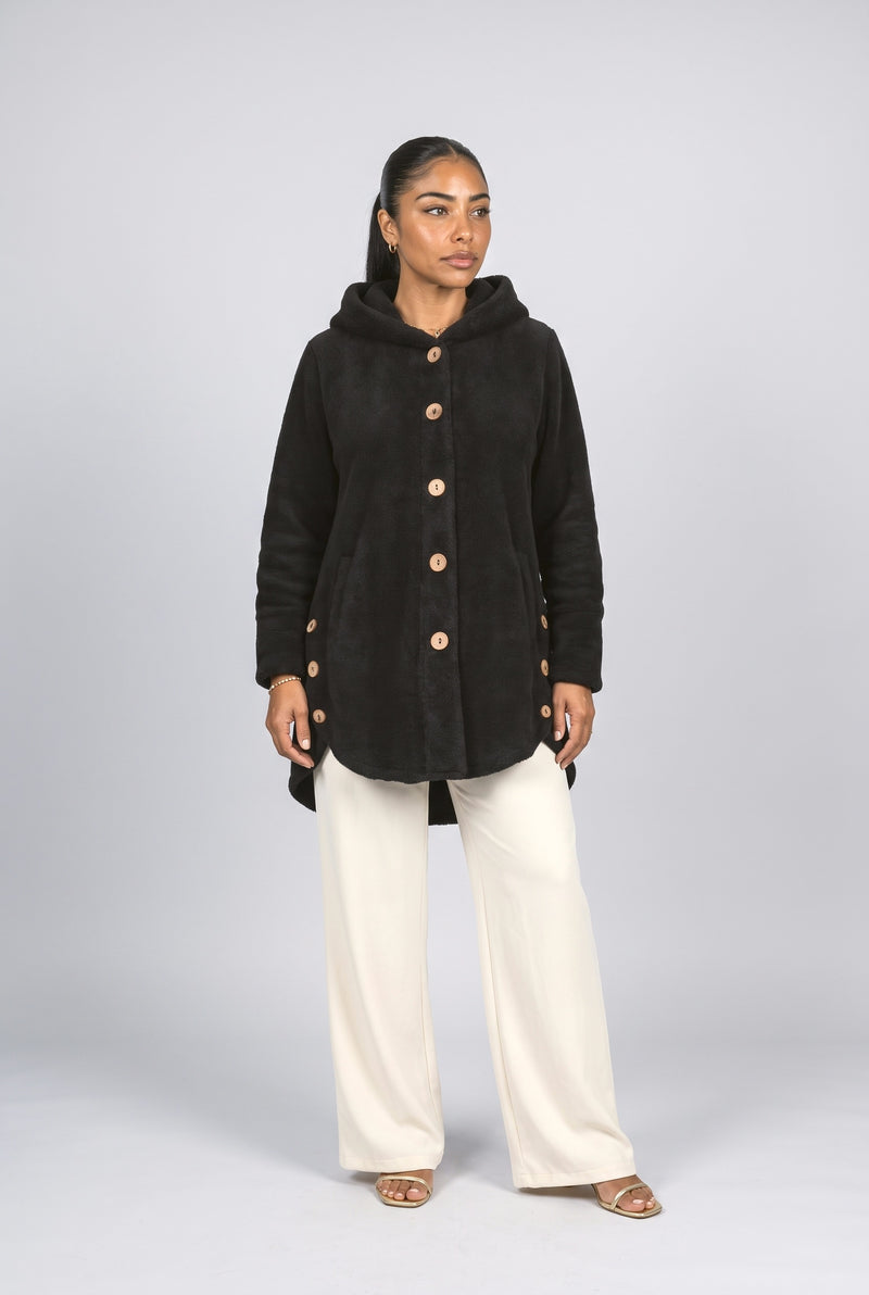 Black Dark Grey Fleece Jacket