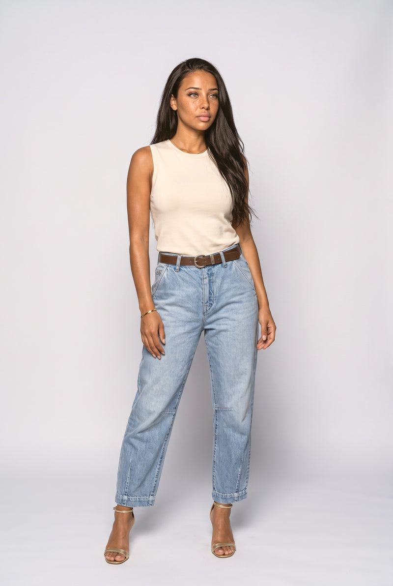 Light Blue Cropped Barrel Jeans