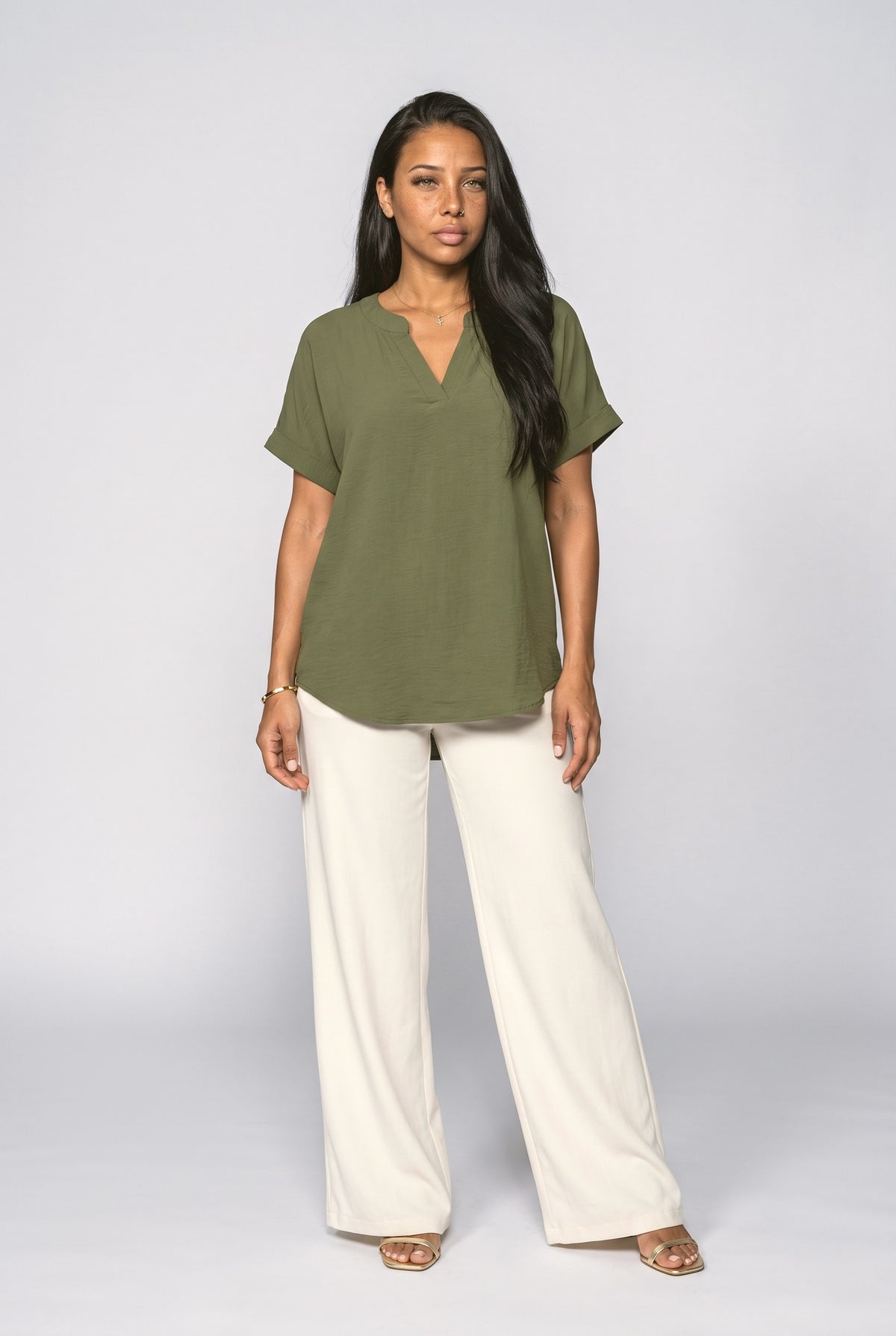 V-Neck Draped Blouse