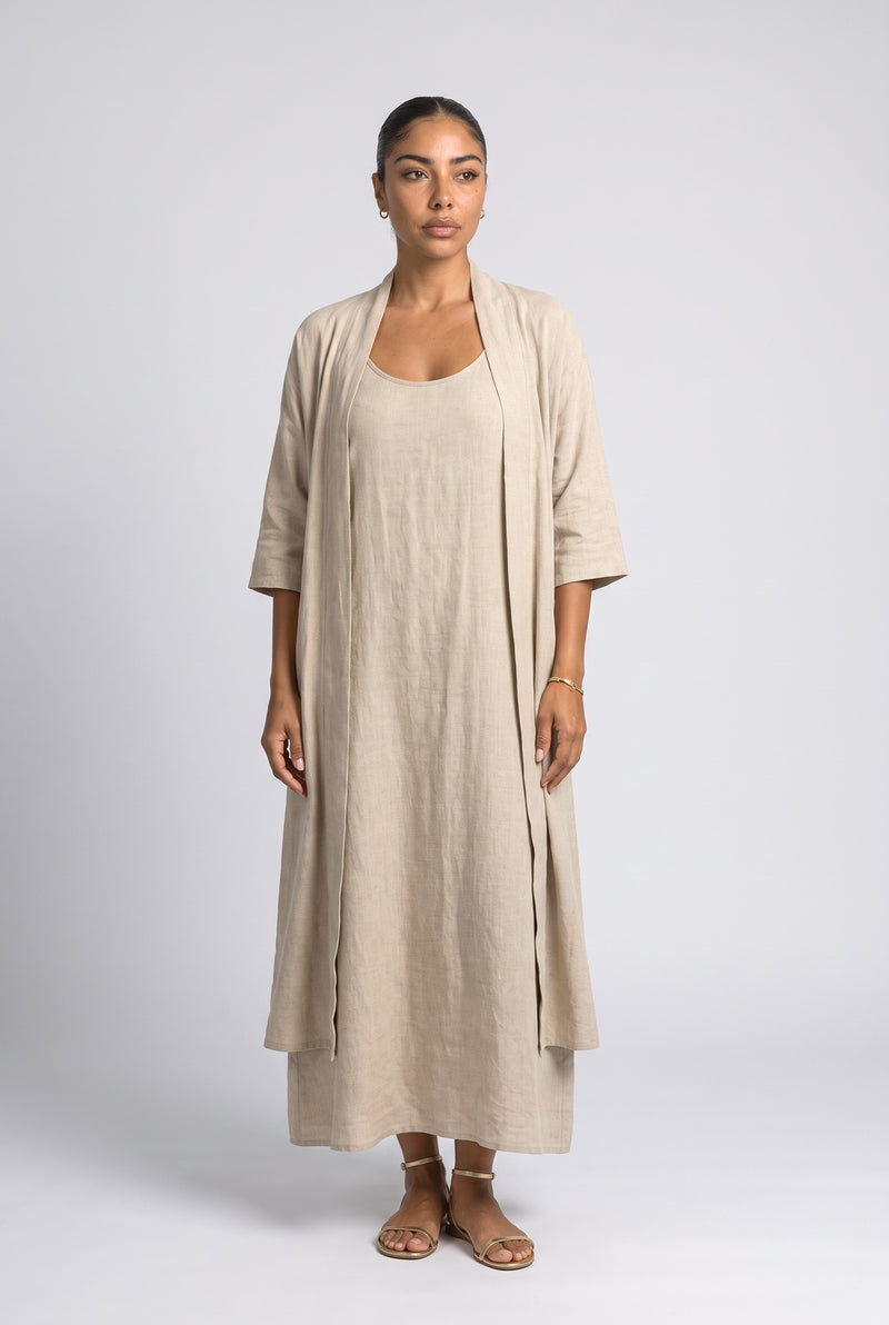Khaki Linen Two Piece Outfit