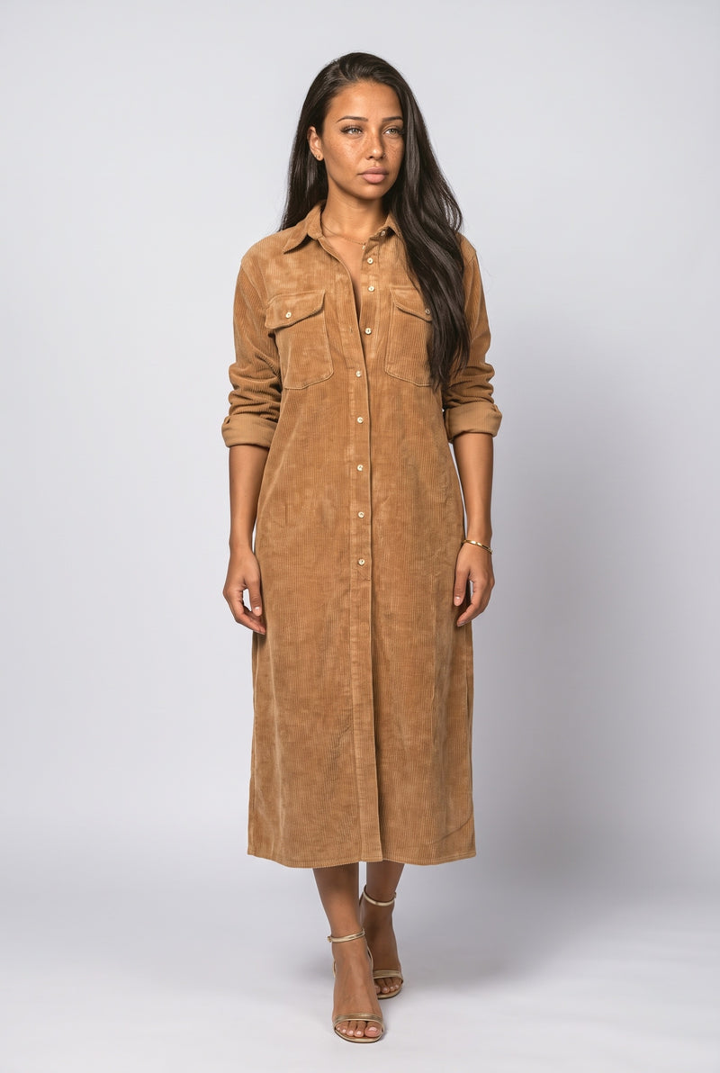 Camel Slit Midi Dress