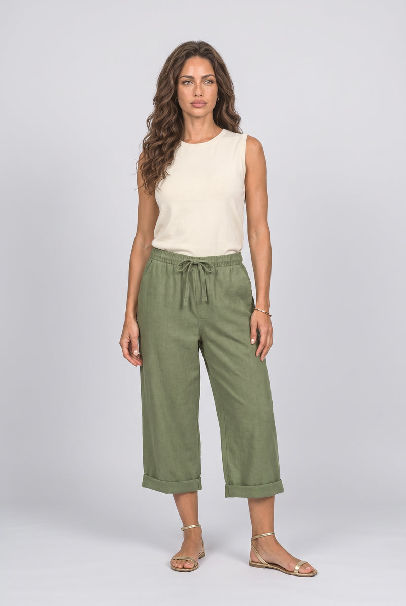 Army Green Black Wide Leg Pants
