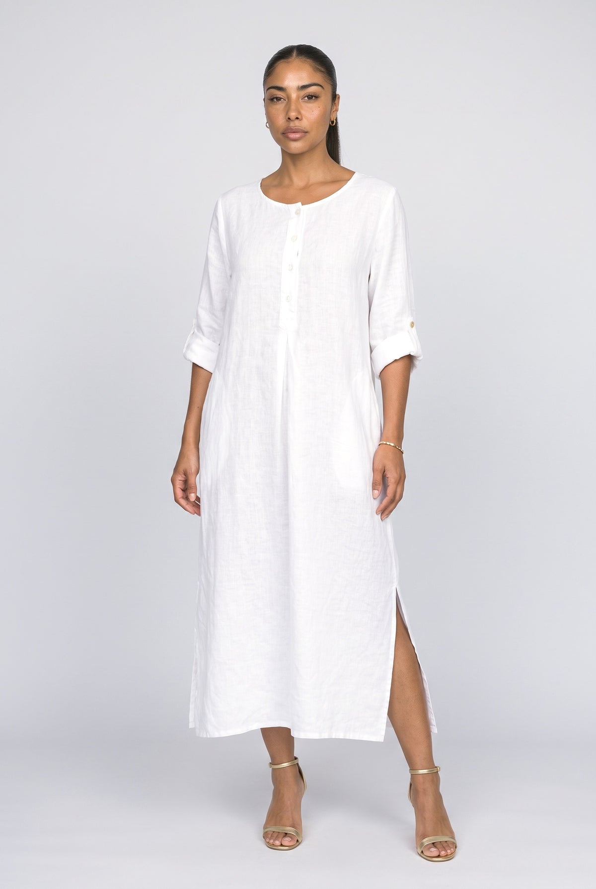 Linen Flowy Midi Dress