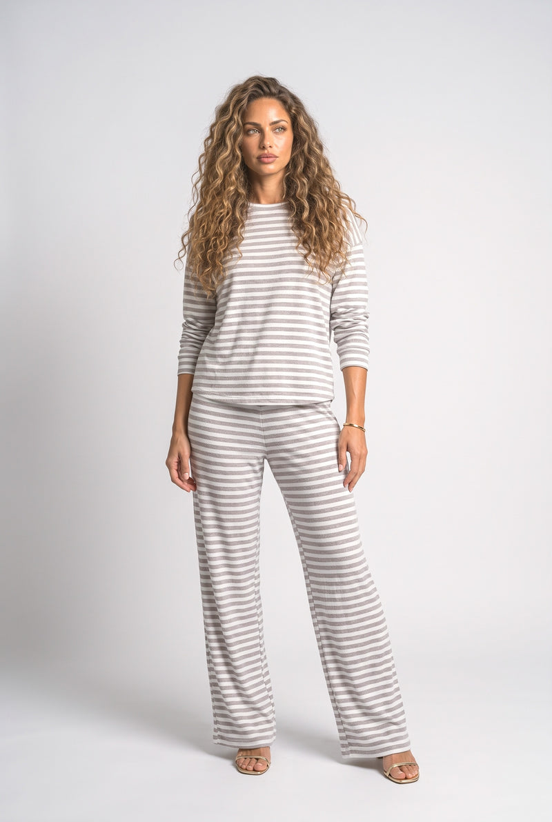 Gray Striped Pants Set