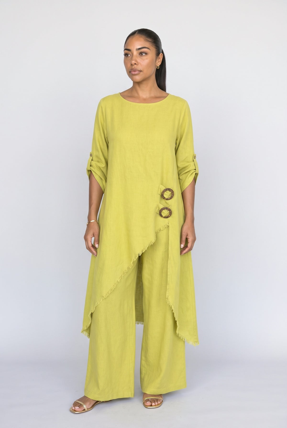 Linen Asymmetric Two Piece Outfit